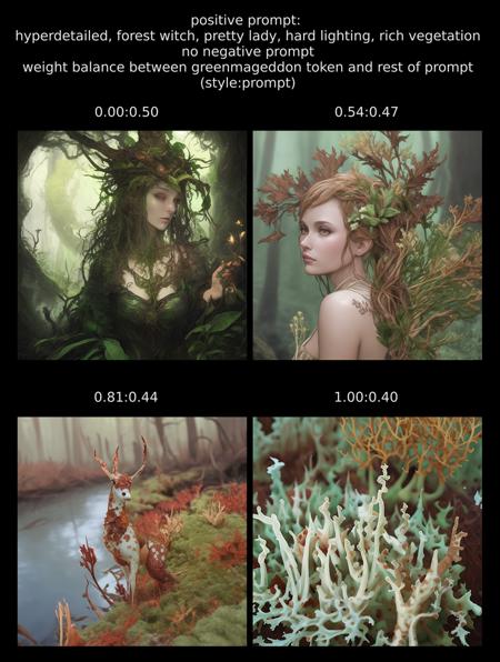 Model: Dreamshaper_3.3.1
(<stardeaf-greenmageddon>)0.54, (hyperdetailed, forest witch, pretty lady, hard lighting, rich vegetation)0.47,