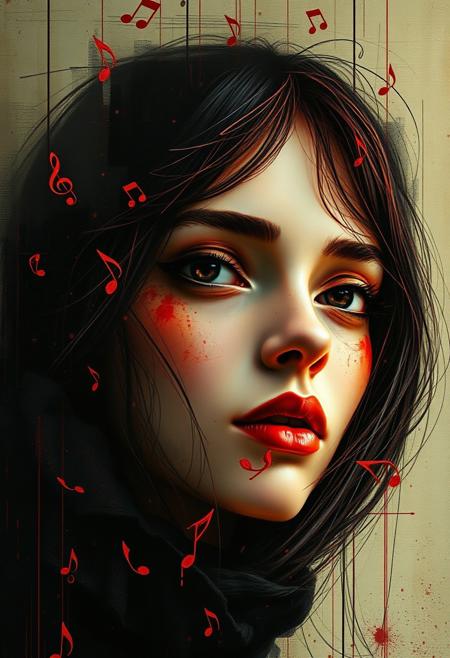 portrait cyberpunk music notes abstract tonalism mixed media Taras Loboda
