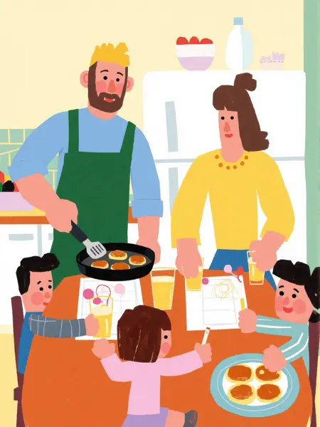 paper-cutting-style illustration, vibrant, playful, cheerful, flat - style design