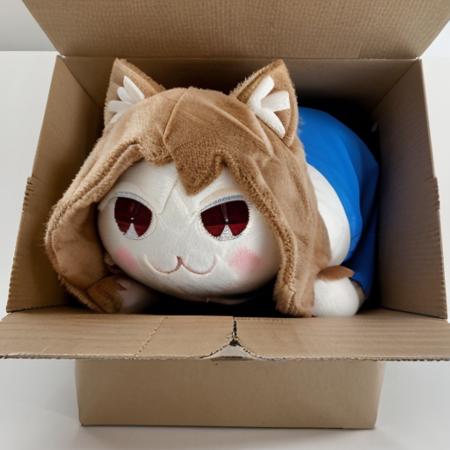 <lora:necoarc:0.8>,
<lyco:Haunted Bean Plushie LoRA Anzhc sd15:1>,
(masterpiece, best quality, high quality, absurdres, highres, perfect anatomy, good face, vibrant, photo \(medium\), HD)
1girl, solo, solo focus, soft, stuffed toy, haunted bean plushie, necoarc, slit pupils, cat ears, blonde hair, (red eyes), turtleneck, blue skirt, pleated skirt, pantyhose, brown footwear, (lying), facing viewer, open_box, box, cardboard box, bedroom, floor, no humans