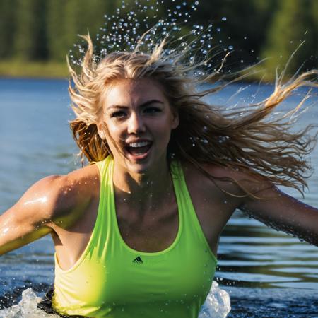 <lora:KateUpton_SDXL_v1.0:0.7> photo of ((ohwx woman)), eye contact, looking at the viewer, blonde hair, long hair, sharp image, best quality, HQ, UHQ, upper body shot, happy, detailed eyes, beautiful hair, highly detailed
Enveloped by a burst of water in mid-air while jumping into a pristine lake, a woman in a swimsuit revels in the transient halo of droplets, a moment of splash and exuberance, glow in the dark turtleneck dress
(Running:1.8)