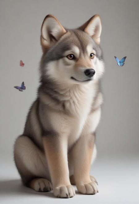 masterpiece, cute wolf, made of butterflyStyle
