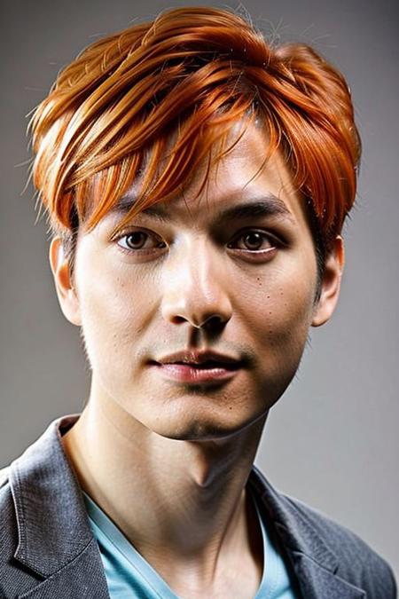 ((((1boy , full shot, light orange short hair color :1.5)))),(8k, RAW photo, best quality, masterpiece:1.2), (realistic, photo-realistic:1.4), (extremely detailed CG unity 8k wallpaper) , ((  close up shot portrait of a charming Horsen posing for shang yoon magazine in light blue, in the style of deconstructed tailoring, close up, rounded, precisionist, limited color range, duckcore, celestial :1.4)),((super biggest muscle chest )), ((muscular arms and a broad chest, strong, athletic, muscle:1.3 )), hyper detailed, soft lighting, strong backlight, beautiful lighting , hyperreal, front shot, ((random photorealistic full pose :1.3)),(day scene:1.2) 4k, cinematic, widescreen, zoom out, intricate detail, finely detailed, hyper detailed, insane details, centered, epic composition, smooth, extreamly realistic, cenematic, attractive beautiful, hyper realistic, photographed by Canon EOS 6D Mark II RF