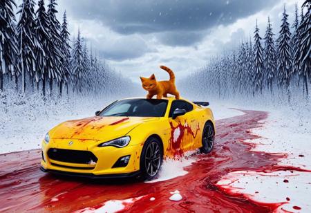 Blood for the Blood Godcuteup, cute, cutieup, neko made of blood, Pencil_morph_style, cat made of blood, snow, ice, Surreal with macabre undertones, earthy surreal edge,  feline made out of countless blood,snow, ice, hyper detail, masterpiece, score_10, randshadscree, anime drawing style, anime movie, driving at high speed,countless galaxy,yellow, kitty made out of coffee, snow, ice, bright blue and yellow energized sport car, score_9, score_8_up, score_7_up, score_6_up, shiny, shiny, cloudy forest, Made of fluffy clouds, clutter, trash, fr0stwrld, snow, ice, Blood for the Blood God