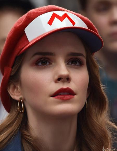 masterpiece, stunning closeup portrait photo of (ohwx woman), as super Mario, red hat, fantasy, highly detailed, digital painting, artstation, concept art, sharp focus, illustration, art by Tony Sart and artgerm and randy vargas