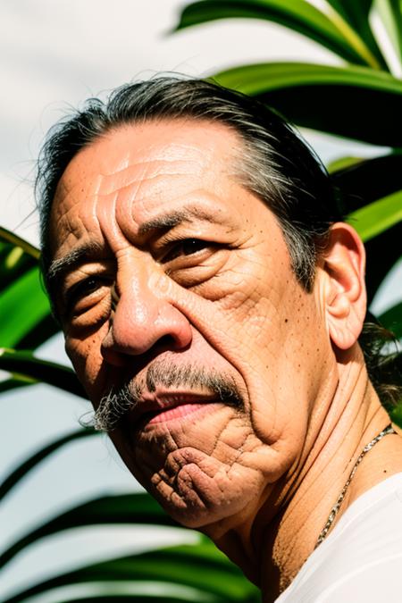 (Cinematic Photo:1.1), (Realistic:1.1), (masterpiece:1.2), 8k, HD high definition, detailed, realistic skin texture, (best quality:1.1), (intricate details:1.2), octane render, unreal engine, cinematic lights, color grading, fashion photography portrait of dannytrejo, in lush jungle with flowers, 3d render, cgi, symmetrical, 35mm, bokeh, 9:16, hdr, hyperrealism, soft light, sharp:1.2), detailed, sunlight passing through foliage, <lora:DannyTrejo_SD1.5_V1:1>