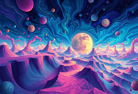 a surreal and dreamlike digital painting with illusionary depth, tilted angles, and psychedelic colors, inspired by subconscious artistry and surrealism, made in Photoshop and rendered with vibrant and surreal colors