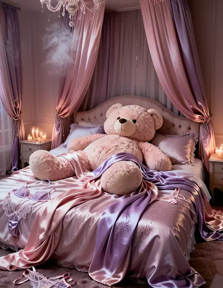 feminine bedroom with teddy bear