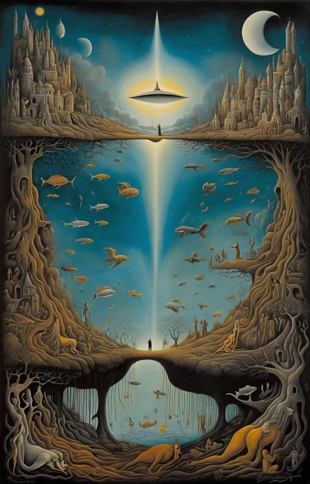 Surrealist art John lenon . Dreamlike, mysterious, provocative, symbolic, intricate, detailed