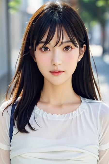 Simple White Background,
white shirt,puffy shirt,short sleeves, collarbone, Blue pencil skirt, Black pantyhose,
<lora:Yukiha_Serizawa_Library-KK77-V1:0.7>,
Brown eyes, Brown hair,bangs,Long_hair,
<lora:more_details:0.1>,
1 girl, 18yo,Young female,Beautiful Finger,Beautiful long legs,Beautiful body,
Beautiful Nose,Beautiful character design, perfect eyes, perfect face,expressive eyes,perfect balance,
looking at viewer,(Focus on her face),closed mouth, (innocent_big_eyes:1.0),(Light_Smile:0.3),
official art,extremely detailed CG unity 8k wallpaper, perfect lighting,Colorful, Bright_Front_face_Lighting,White skin,
(masterpiece:1.0),(best_quality:1.0), ultra high res,4K,ultra-detailed,
photography, 8K, HDR, highres, absurdres:1.2, Kodak portra 400, film grain, blurry background, bokeh:1.2, lens flare, (vibrant_color:1.2),professional photograph,
(Beautiful,large_Breasts:1.4), (beautiful_face:1.5),(narrow_waist),