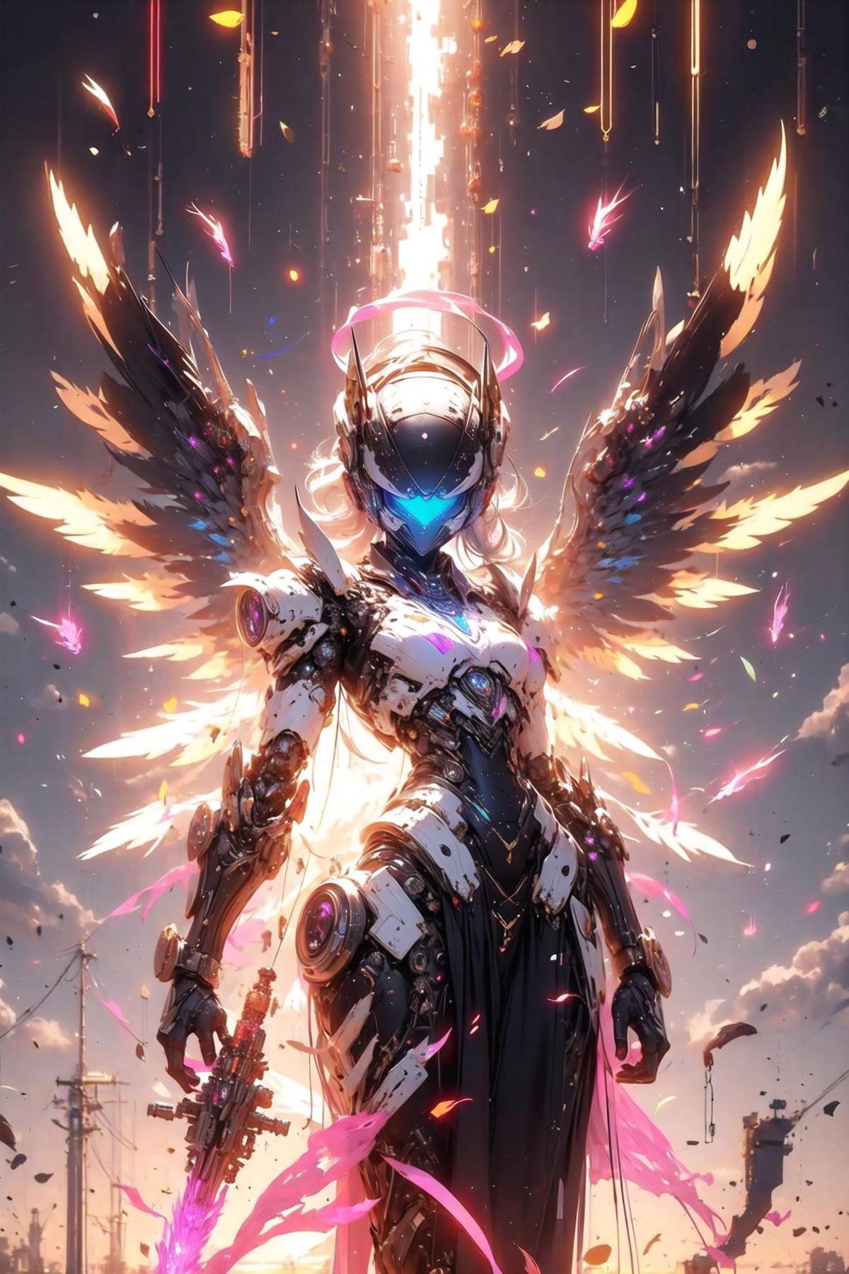 Angelic Warrior with Wings and Armor: A Fantasy Artwork