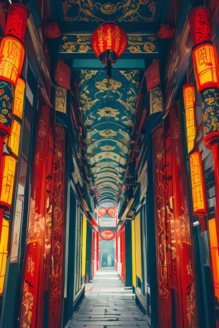 Abstract, 8K, photo shot from front, mid-body portrait, highly-detailed, (flat color:1.1),(colorful:1.3),(masterpiece:1.2), best quality, masterpiece, original, extremely detailed wallpaper, looking at viewer,
oriental city,eastern architecture,a lot of details,mysterious expression, in a modern and abstract setting, with bold and colorful abstract art, blurred background, bright lighting,