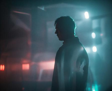 low exposure, (anamorphic lenses:1.2), night, blurry photo, diffused refracted light, highlights, blurry, motion blur, BREAK
there is a man standing in a dark room with a blue light, a hologram by Elsa Bleda, featured on unsplash, holography, greg beeple, behance. polished, jon sibal. volumetric light, BREAK
<lora:Prismatia_yiu_v10:0.7>, BREAK