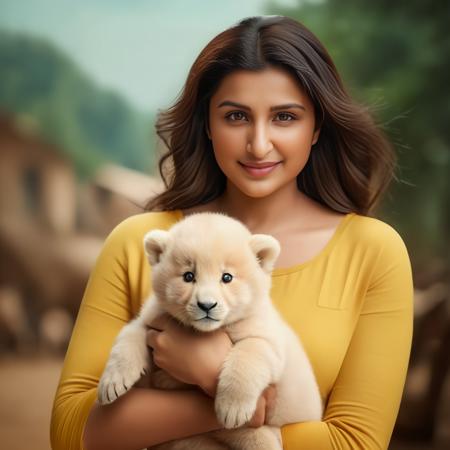 cinematic film still ParineetiChopra, (art by Caras Ionut:0.8) ,portrait, holding cute cub<lora:ParineetiChopraSDXL:1> 4k,uhd,masterpiece . shallow depth of field, vignette, highly detailed, high budget, bokeh, cinemascope, moody, epic, gorgeous, film grain, grainy