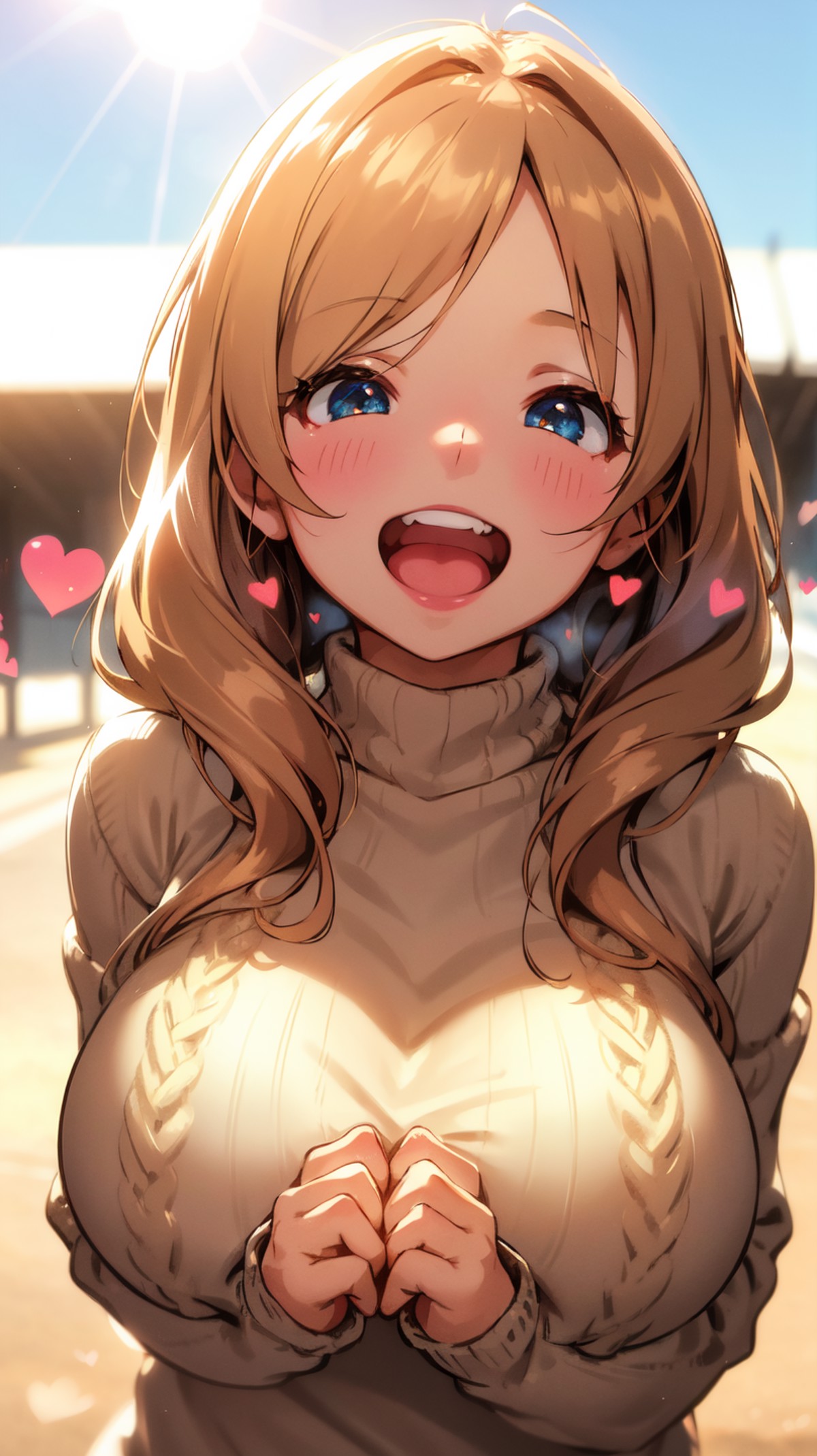 ((ultra detailed,ultra high res,detailed background)),a girl,cosy sweater on,upper body,(huge Laughing:1.1),(open mouth:1....