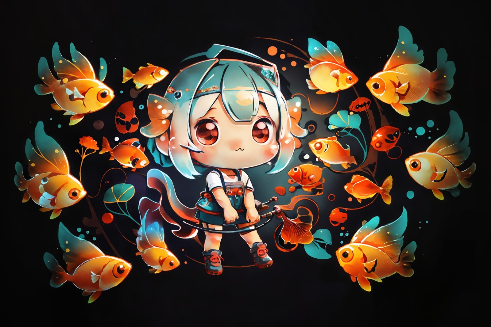 cute00d, fish, chibi girl,  <lora:cute00d-000020:1.1>