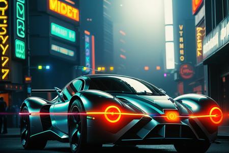 Masterpiece professional ad photograph, Neon god rays, Sharp focus, 8K Resolution, intricately detailed, perfect futuristic insanely aerodynamic stealth fighter tie fighter chrome mirror finish aggressive god tier sports car in a futuristic synthwave city street, parked on a street in a synthwave futuristic city, no wheels, no tires, stunning neon headlights,  neon lights everywhere, neon lights reflected off of the car's paint, shiny, eye catching, kinetic, beautifully shot, exposed saturated light leak, hyperrealistic, sharp focus, 64 megapixels, perfect composition, high contrast, cinematic, atmospheric, moody <lora:picxer_real:.6> , bladerunner  <lora:Blade_Runner_Style:0.08> city, science fiction, ground vehicle, motor vehicle, realistic, city lights, <lora:sharpening_B_1.1:.7>