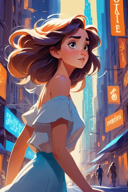 TEXT "ANIMATED" movie poster , pretty young  expressive woman in motion  cute  mystical creatures, concept art  sketch in the city metropolis 
<lora:Animated_Concept:0.75>