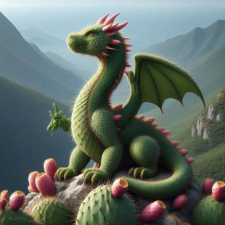 dragon in a mountain  <lora:Prickly Pear Style v1:1>, Prickly Pear Style,