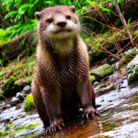 cute feral otter, furry, female, konzaburou, ukan_muri, lascivious posture,
body fur, orangish brown fur, wet body, otter face, otter snout,
mustelid, nsfw