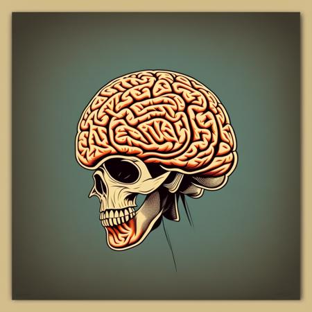 stylized brain art in PrintDesign Style