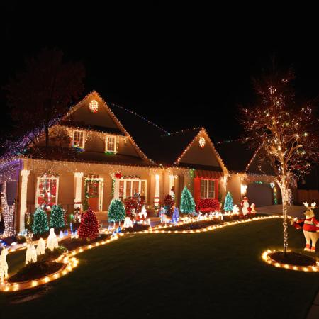 a home with christmas lights on it