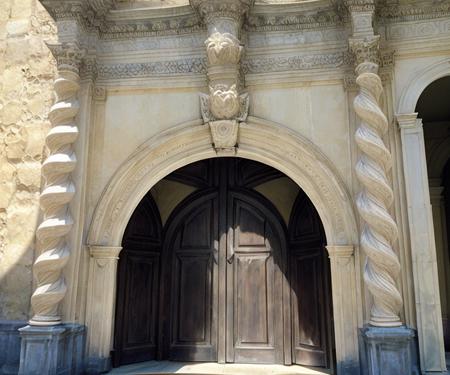 twistcolu archway, obsidian and marble, 1700s church entrance, analog film , photography, <lora:twistcolu-12:1>