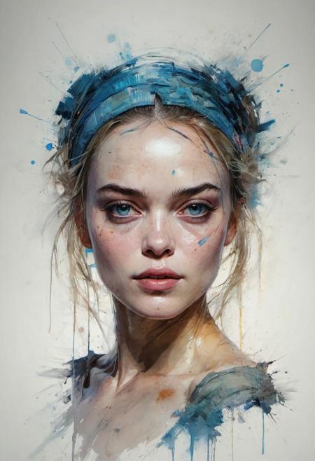 Margot Robbie, abstract beauty, centered, looking at the camera, approaching perfection, dynamic, moonlight, highly detailed, digital painting, artstation, concept art, smooth, sharp focus, illustration, art by Carne Griffiths and Wadim Kashin