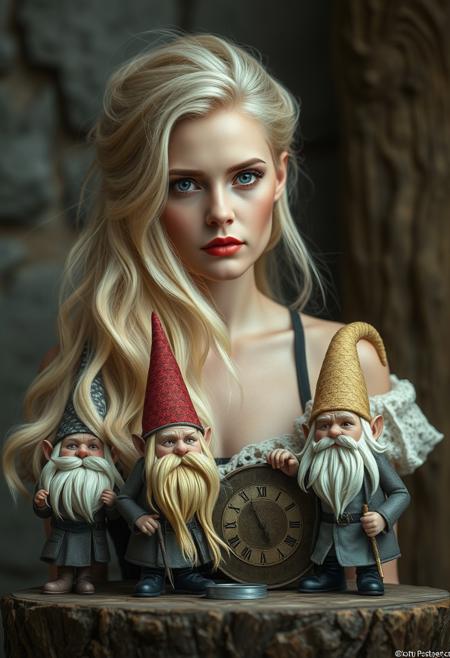 Blonde woman, clockwork gnomes