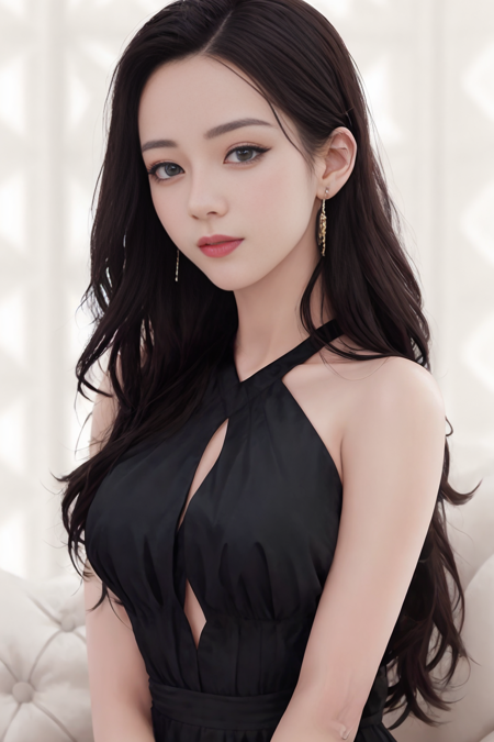 bangs, straight hair, long hair, black hair, black eyes, 
summer clothing,Casual Dress,, (extremely detailed CG unity 8k wallpaper), best quality, masterpiece , hdr, best quality, ultra highres, real face, real skin, realistic face, realistic skin, detailed eyes, detailed facial features, detailed clothes features, detailed face and breast, beautiful eyes, detailed eyes, perfect body, perfect breasts, perfect face, half body portrait