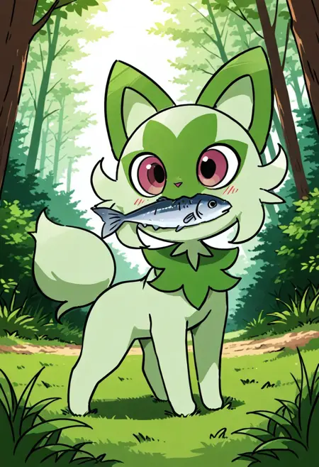 Sprigatito: Weed Cat (Pokemon) (Pokedex 420) [Illustrious & Pony]