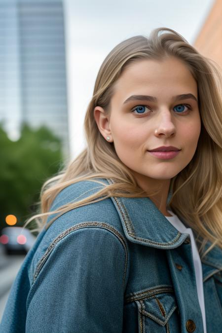 raw photo of a beautiful young woman, downtown, 8k uhd, fujifilm xt3