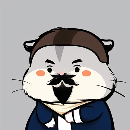 xiaoyuehan,hamster,brown_hair,simple_background, white_background,mustache