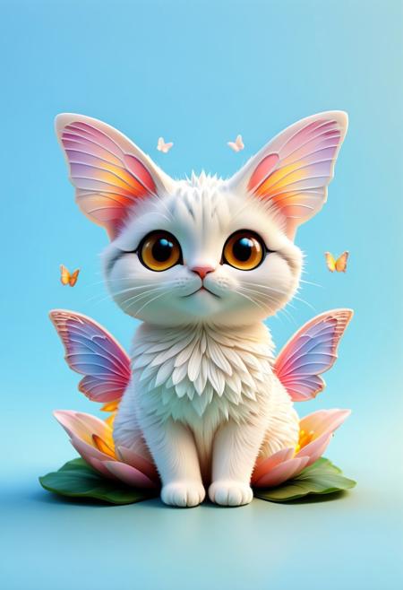 cute cat on lotus, butterfly, (myth), white background, (seamless:1.4),(3D app icon, clean isometric design, beautiful design, soft gradient background, soft colors, centered, 3D blender render, masterpiece, best quality, high resolution, 8k octane render, beautiful color scheme, soft smooth lighting, physically based rendering, square image, high polycount, natural beauty, whimsical )