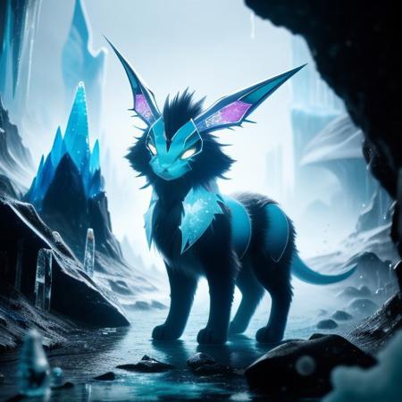Cryostheon (Evolved Glaceon)
"The Absolute Zero"
Cryostheon does not freeze—it stops. Atoms cease vibrating in its presence, time itself locking into perfect crystalline stasis. Its footsteps leave behind glaciers that never melt, and those it touches shatter like glass, their final moments preserved in frozen screams.
Background: There is a point where cold becomes something else—an absence so total it consumes even entropy. Cryostheon is that void given form.