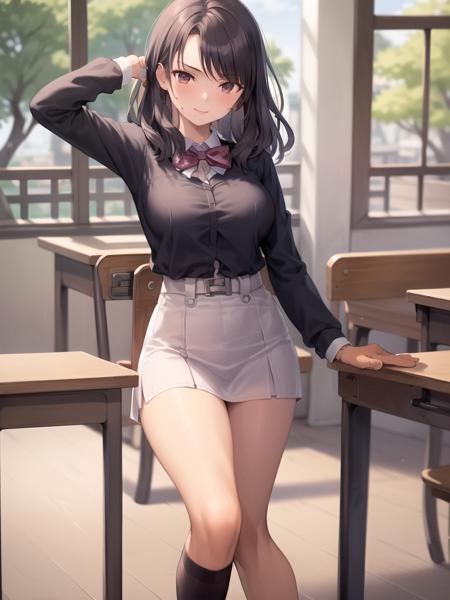 masterpiece, best quality, highly detailed, 1girl, solo, sharla, (school uniform), skirt, <lora:SharlaXC1:1>