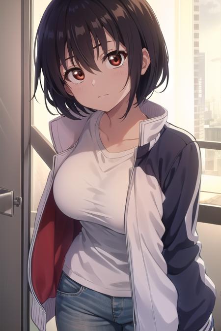 fuukoizumo, <lora:fuukoizumo-lora-nochekaiser:1>,
fuuko izumo, black hair, hair between eyes, (brown eyes:1.5), short hair,
BREAK shirt, white shirt, jacket, open jacket, pants, denim, beanie, red beanie,
BREAK looking at viewer,
BREAK indoors, classroom, (cowboy shot:1.5),
BREAK <lyco:GoodHands-beta2:1>, (masterpiece:1.2), best quality, high resolution, unity 8k wallpaper, (illustration:0.8), (beautiful detailed eyes:1.6), extremely detailed face, perfect lighting, extremely detailed CG, (perfect hands, perfect anatomy),