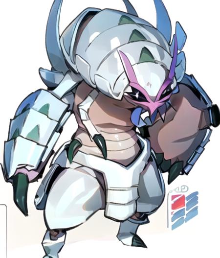 golisopod, standing, pointing at viewer, full body, simple background, white background, looking at viewer