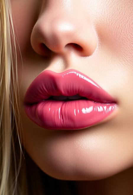 Lips kiss, glossy pink lips. Bimbo pov