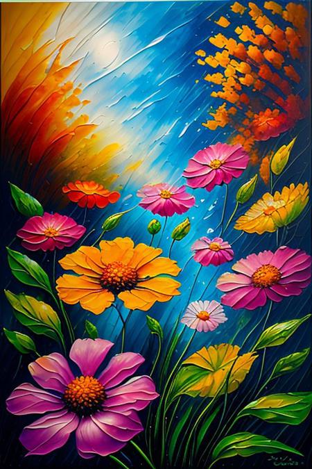 impasto sunlight, nature, outdoors, scenery, flowers, rain