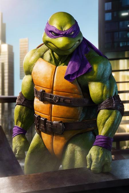 <lora:TMNTDonatello-11:0.9>(RAW photo, real life, absurdres, high quality, photorealistic, detailed, realistic:1.3), (solo:1.3), comic book art, a high resolution photo of a TMNTDonatello, a teenage mutant ninja turtle with a purple bandana mask with eye-holes, on a city rooftop at night, city buildings and dark night sky in background, cinematic, atmospheric, 8k, realistic lighting, shot by Hassleblad H6D, Zeiss, Kodachrome, nikon, 50mm 1.2 lens, Octane Render, ultra realistic, realistic lighting, photorealistic, photorealism, photoreal, unreal engine 5, Adobe After FX, highly detailed, intricate detail