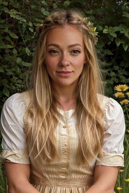 <lora:Cherry_Healey:1> masterpiece, best quality, detailed face, 1girl, solo, realistic, c1873h, long blonde_hair, king costume ,  meadow , day