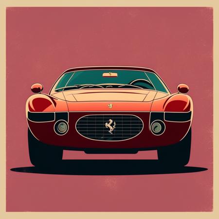 vintage style ferrari car, in PrintDesign Style