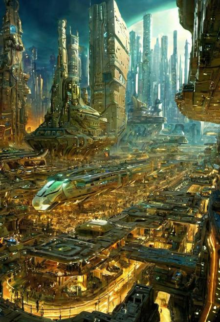 (An imaginary picture of the reappearance of future civilization:1.6),great lighting, OverallDetail, junkworld, BadDream, FastNegativeV2, elven architecture,  2077_Style,
(future civilization, future street, future buildings, future vehicle:1.6),
(circuit board:1.5)
(lots modern design housing on the spacecraft, masterpiece:1.5), future_urban, future_skyline,
(large file, super realistic, 4k, 8K, 16k, FHD, HD, VFX , perfect, photograpy, construction sales photograpy, Interior design, super high resolution, cinematic photography:1.2),   
(extra long shot, wide-angle lens, POV, DOF:1.1), 
(creeping fogs, dust shining in the light:1.4),
(amazing, mystery, Spectacular, Luxurious, elegance, perfect design, harmonious color:1.1),
(nion light, tron, Signboard light box | Advertising screen | TV wall | Neon advertising:1.4),
fashion design, Modern, Modernism, mystery, Spectacular, Luxurious, elegance, perfect design,
(industrial:**|mechanical:**|gritty:**|metallic:*|sci-fi:**|future:**|Organicism:**_style),
[Metal|Leather|Flash|Neon|Glass|Screen|carpaint_Detailed Texture: 0.7]
[[urban landscape:**|moon:**|nature landscape:**:|changeable cloud:**]:0.75],
[skyscraper:**|building:**|viaduct:**|future city:**|MRT:**|park:**|neon sign:**_urban landscape::0.85],
(blurred background:1.4),
[(background, more_details:0.3), (more_details:0.6), (more_details:0.8),
(more_details:1.2):0.65],