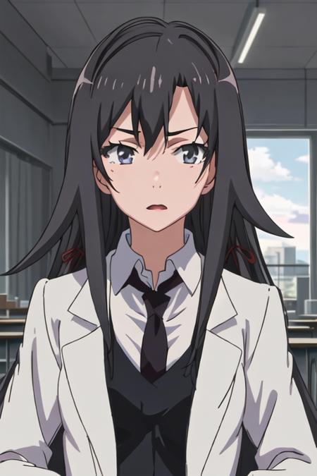 hiratsuka_shizuka_yahariorenoseishunlovecomewamachigatteiru long_hair, black_hair, necktie