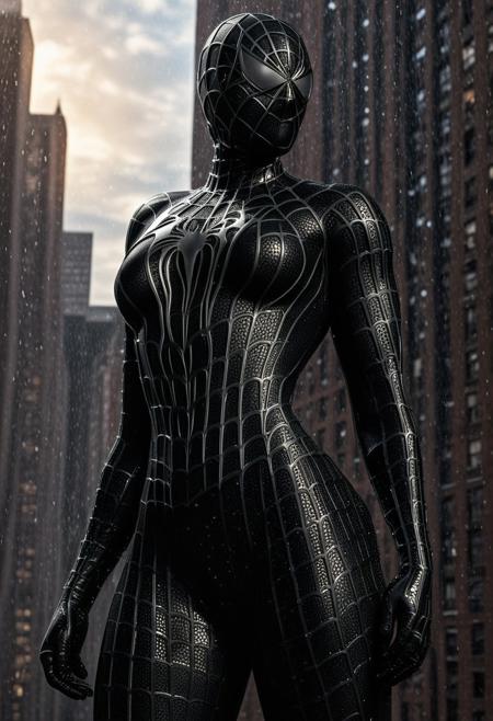 score_9, score_8_up, score_7_up, best quality, realistic, masterpiece, beautiful detail, hyperrealistic, afternoon sky, ((1girl, woman body, big breasts)), amazing detailed full body portrait of a beautiful girl, wearing a realistic and highly detailed black raimi spider-man suit, ((huge muscular girl)), ((wears black spiderman mask)), professional model wears ultra - detailed black raimi spider - man suit, ultra - detailed and grained black raimi spiderman suit, suit covered entire body and hand, black spiderman gloves, wet, (dancing), (full body), (dirty skin), octane render, highly detailed, volumetric, dramatic lighting, (highest quality:1.1), (HDR:1.3), (top quality, best quality), realistic, high definition,