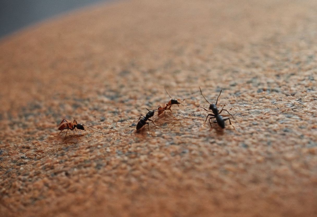 leica m3, 35mm Voigtlander lens, Portra 160/400, photograph of ants pulling a string on a guitar surface , high resolution, high contrast, natural  sunlight