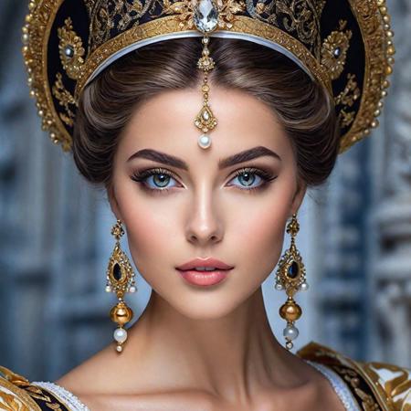 h portrait of a prettiest lady in the world, perfect symmetric eyes, baroque style, elegant, noble, fine lines, , highly detailed, stunning, energy, breathtaking beauty, pure perfection, divine presence, unforgettable, impressive, breathtaking beauty