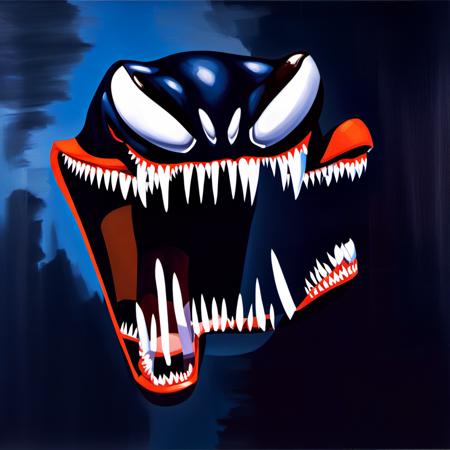 painting of  Venom Symbiote with sharp teeth, George Condo Style, horror(theme),  <lora:MBTDF xl:0.9>