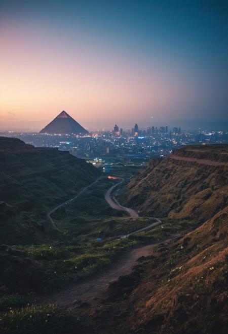 night cityscape, skyscrapers, huge docked spaceship in the horizon,Egyptian pyramids tall  as the sky, multi layered highways that circle the  city center ,  illuminated buildings, neon lights, urban skyline, futuristic, cyberpunk aesthetic, sunrise, atmospheric haze, street lamps, architectural lighting, high-rise towers, city glow, modern metropolis, dynamic composition, wide shot
BREAK
Reynisfjara Beach is the most famous black sanded beach in Iceland and one of the most well-known in the whole world.
BREAK
 ()Hyoer Realistic:2.0)Polaroid picture (Cyberpunk future theme:1.37) the Mill Mountain Star, is the world's largest freestanding illuminated man-made star. It was constructed at the top of Mill Mountain in Roanoke, Virginia
BREAK
()Hyoer Realistic:2.0)Polaroid picture an A realistic, sunlit landscape of rolling green hills with lush grass and wildflowers, reminiscent of Green Hill Zone from Sonic the Hedgehog. The scene features winding paths, scattered trees, and a clear blue sky with a few fluffy white clouds. (The terrain is gently sloping with some rocky outcrops and small streams:1.7). The overall atmosphere is serene and vibrant, capturing the essence of a picturesque countryside on a warm day